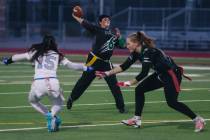Palo Verde quarterback Jordan Katz throws the ball to a teammate during a flag football game ag ...