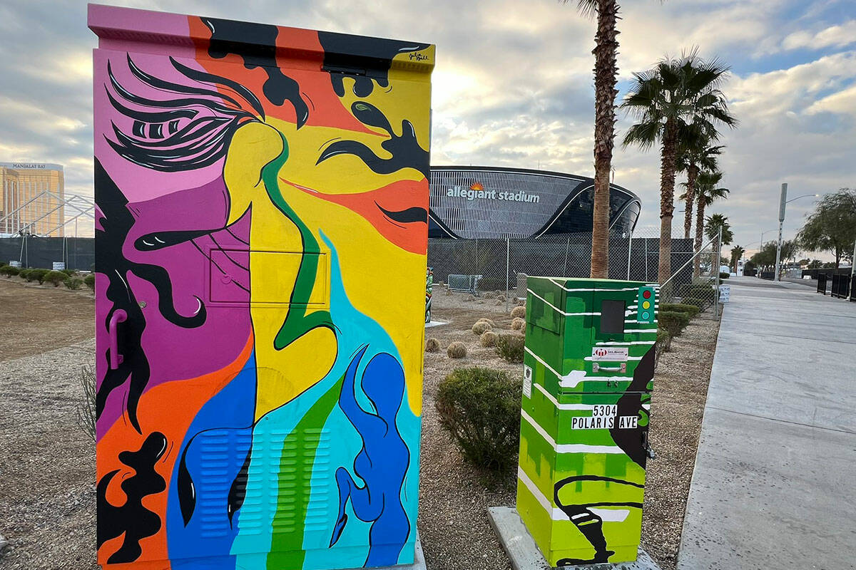 Seven local artists chosen by Clark County designed and painted 18 utility boxes surrounding th ...