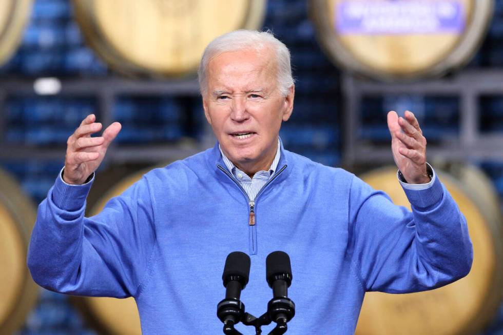 President Joe Biden speaks at Earth Rider Brewery, Thursday, Jan. 25, 2024, in Superior, Wis. ( ...