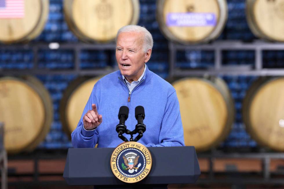 President Joe Biden speaks at Earth Rider Brewery, Thursday, Jan. 25, 2024, in Superior, Wis. ( ...