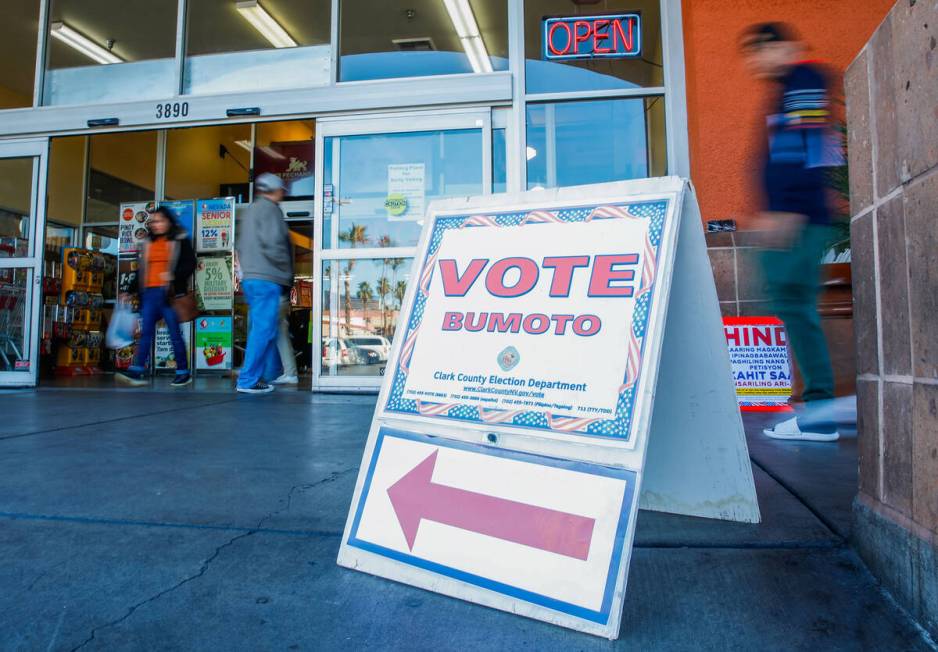 Seafood City Market opens its polling site for early voting on Saturday, Jan. 27, 2024 in Las V ...