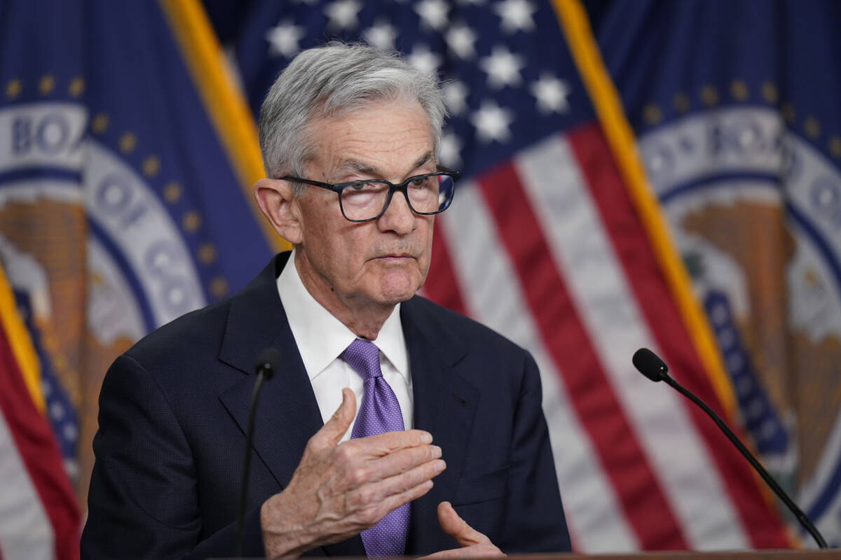 File - Federal Reserve Board Chair Jerome Powell speaks during a news conference about the Fede ...