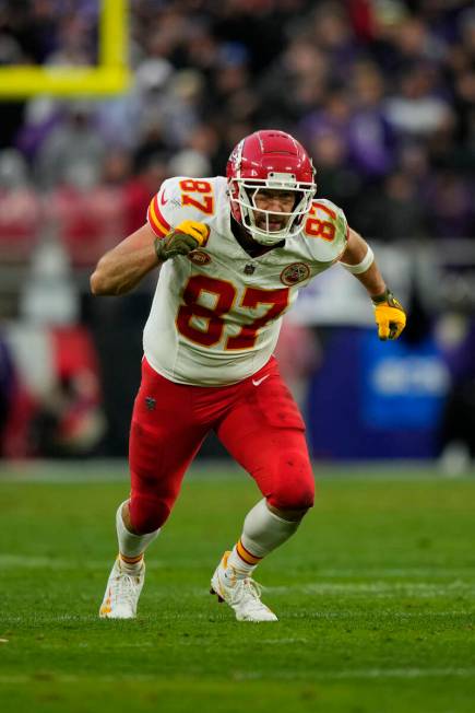 Kansas City Chiefs' Travis Kelce plays during the AFC Championship NFL football game, Sunday, J ...