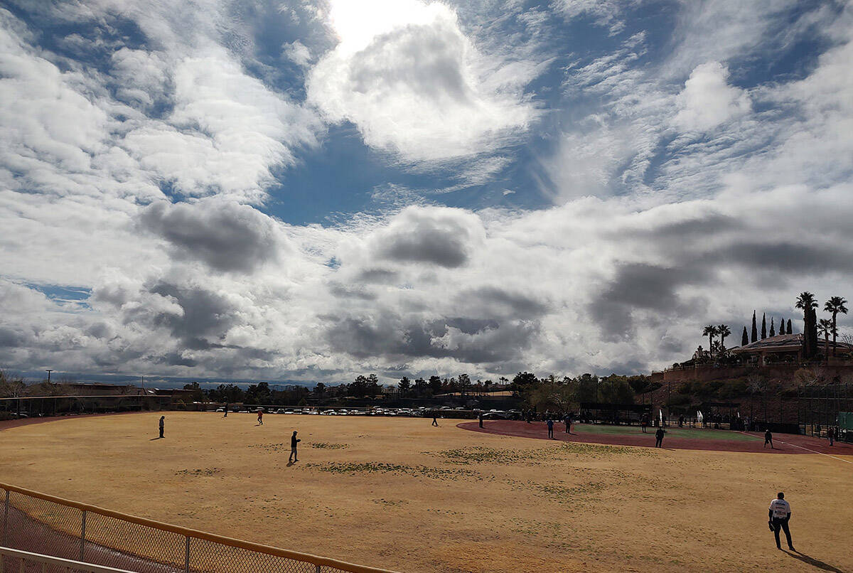 Softball players in Sun City Summerlin enjoy a game Tuesday, Jan. 23, 2024. (Marvin Clemons/La ...