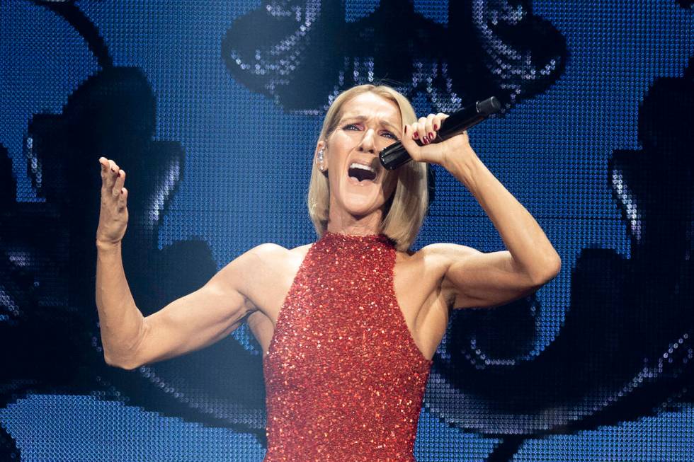 Singer Celine Dion performs during her Courage tour in Quebec City on Sept. 18, 2019. (Jacques ...