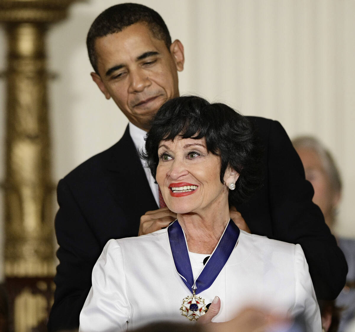 FILE - President Barack Obama presents the 2009 Presidential Medal of Freedom to Chita Rivera a ...