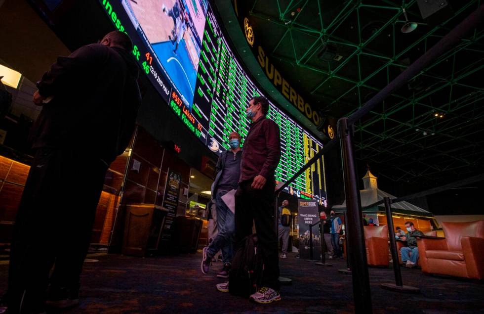 The Westgate sportsbook seen in January 2021. (L.E. Baskow/Las Vegas Review-Journal)