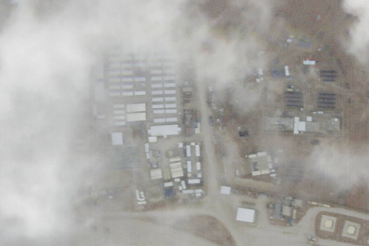 A satellite photo from Planet Labs PBC shows a military base known as Tower 22 in northeastern ...