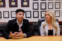 Generation Z real estate agents Bryan Cornejo, 21, and Khloe Hammond, 22, talk to a reporter at ...