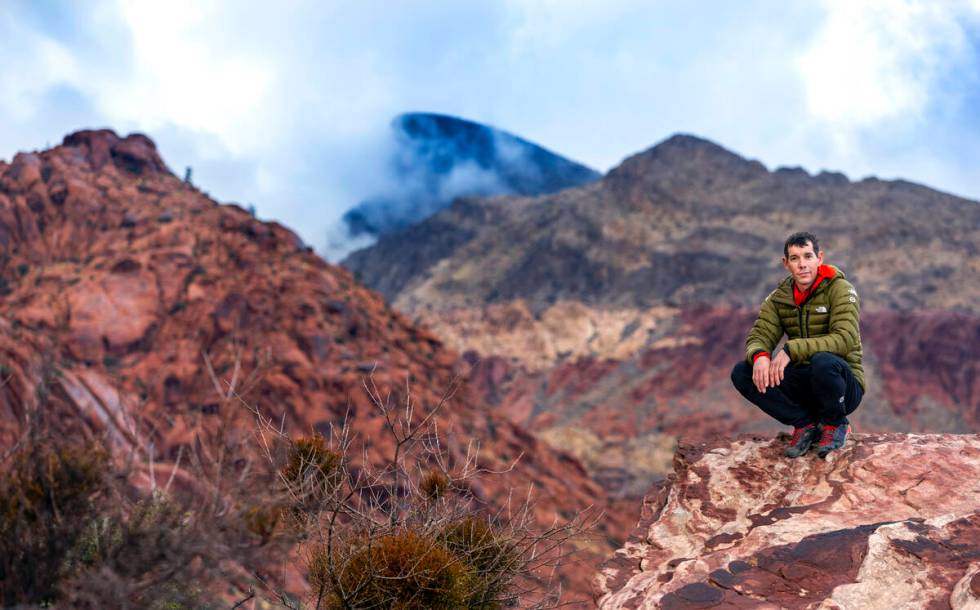 World acclaimed rock climber Alex Honnold at the Calico Basin in the Red Rock Canyon National C ...