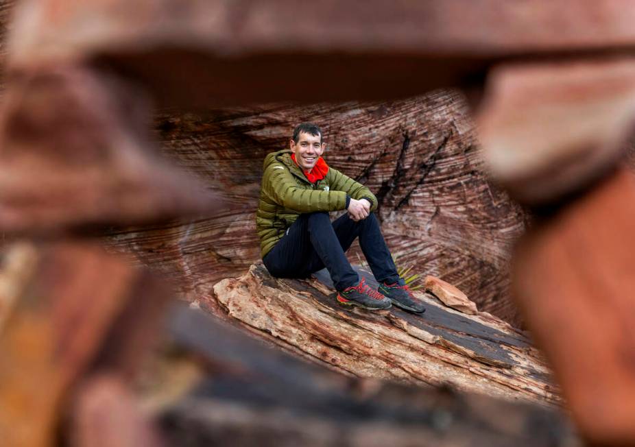 World acclaimed rock climber Alex Honnold at the Calico Basin in the Red Rock Canyon National C ...