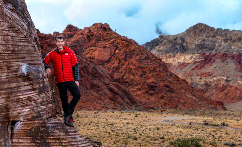 World acclaimed rock climber Alex Honnold at the Calico Basin in the Red Rock Canyon National C ...