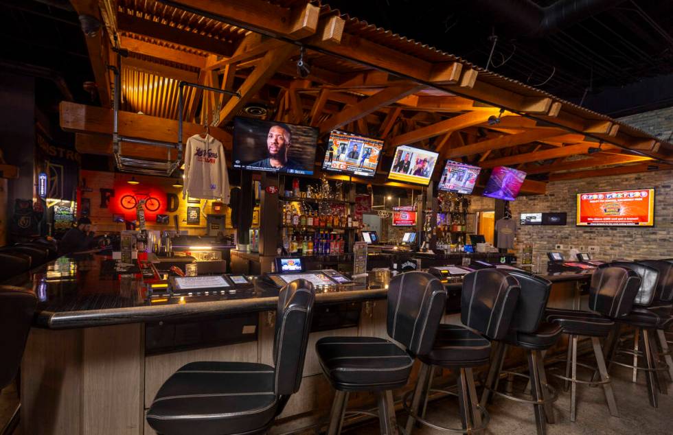 The main bar at Joey's Tavern where they are planning their Super Bowl watch party festivities ...