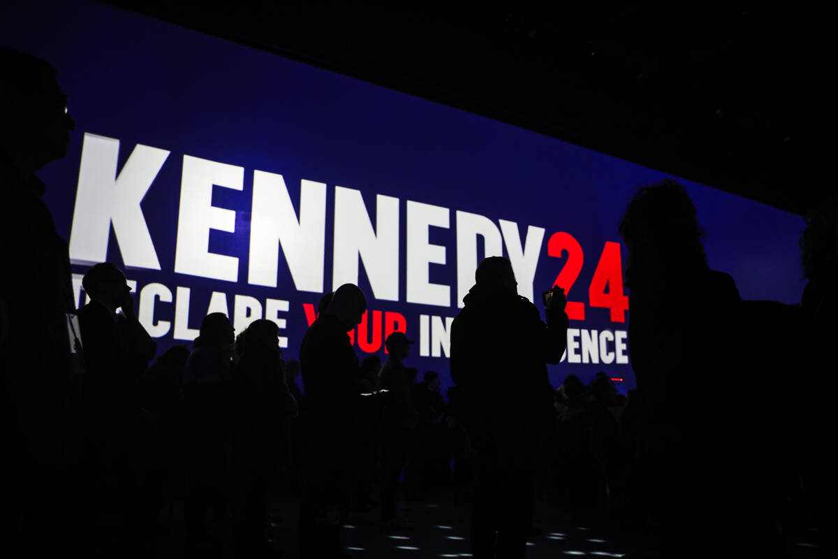 The crowd waits for Independent presidential candidate Robert F. Kennedy to speak at a campaign ...