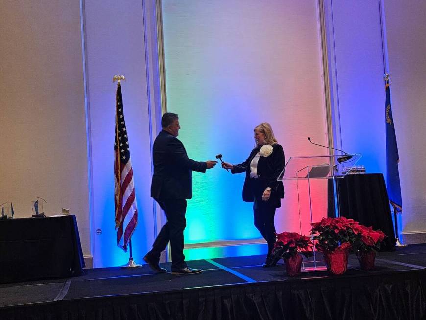 2024 SNHBA President Carlos Zuluaga accepted a ceremonial gavel from outgoing president Nicole ...