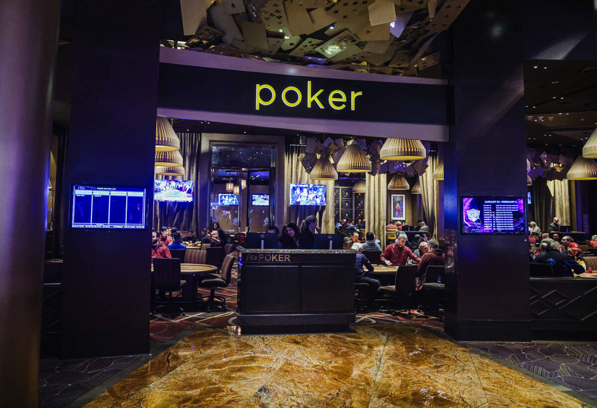 Poker at the Aria hotel-casino in Las Vegas, Wednesday, Jan. 31, 2024. (Rachel Aston/Las Vegas ...