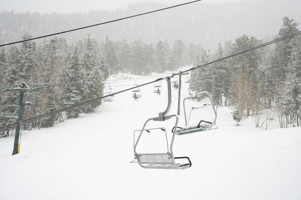 Lee Canyon reported 4 inches of snow as of 4 p.m. Thursday, Feb. 1, 2024, with another 8-12 inc ...