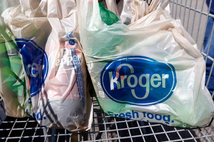 Kroger bags are seen in this AP file photo. (Rogelio V. Solis/AP)