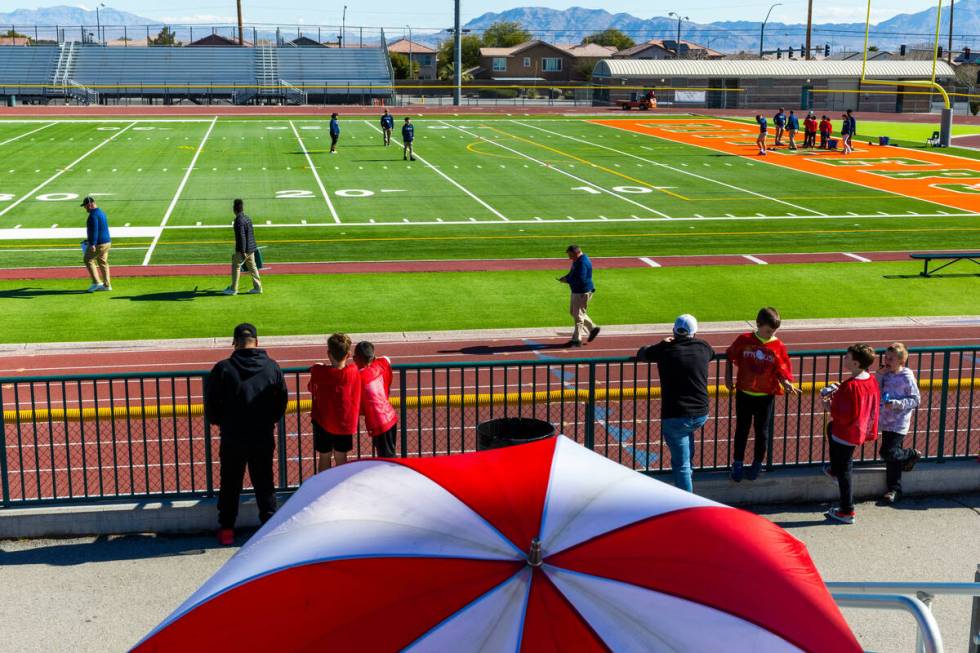 Fans gather to watch younger participants during the Punt, Pass and Kick National Finals at Moj ...