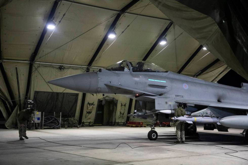 In this image provided the Ministry of Defence, an RAF Typhoon FRG4 aircraft is prepared to con ...