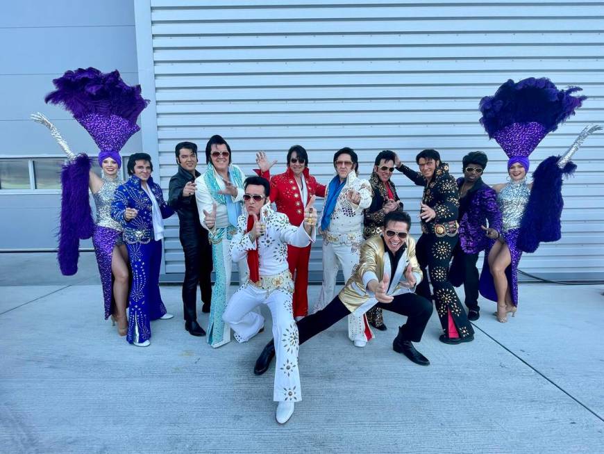 The troupe of Viva Las Vegas Showgirls and Elvis impressionists who greeted the 49ers and Chief ...