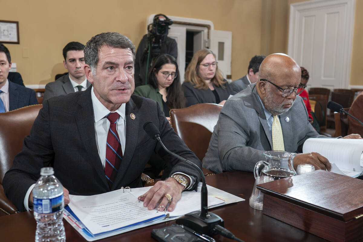 House Homeland Security Committee Chairman Mark Green, R-Tenn., joined at right by Rep. Bennie ...