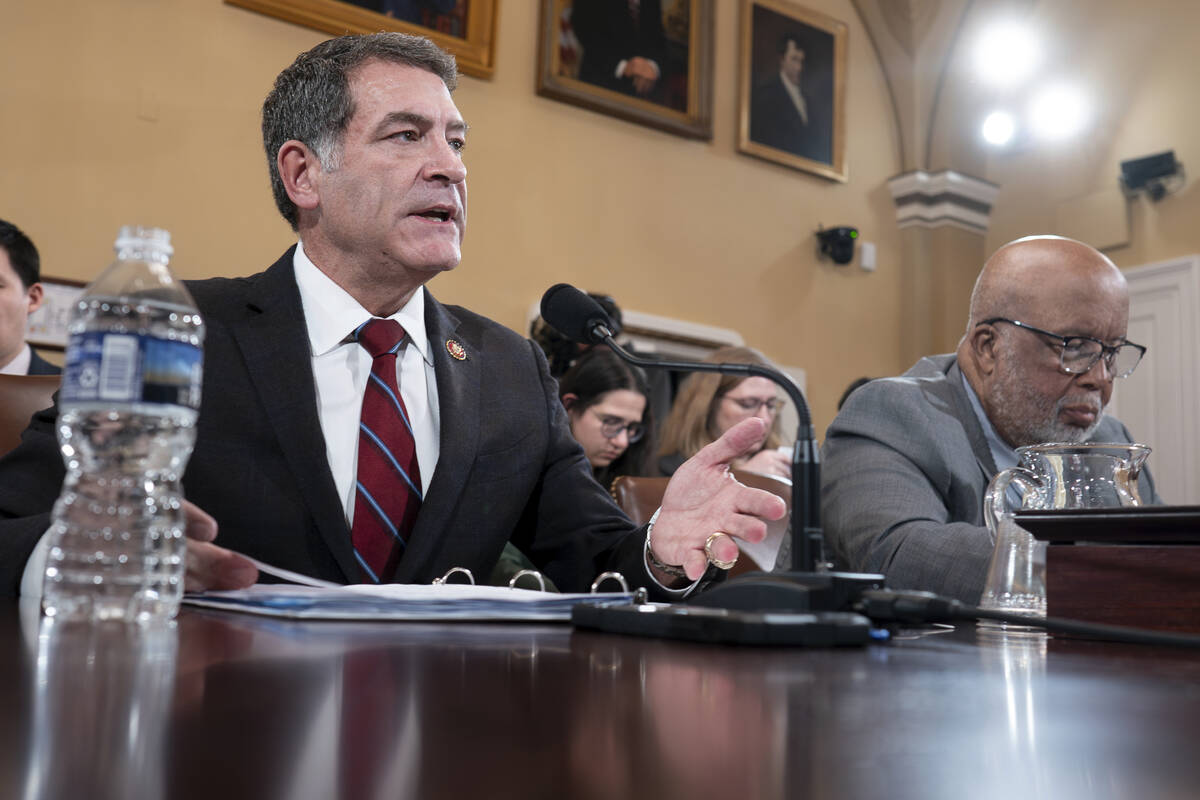 House Homeland Security Committee Chairman Mark Green, R-Tenn., joined at right by Rep. Bennie ...