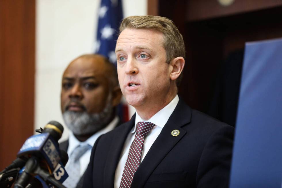 Las Vegas FBI Special Agent in Charge Spencer Evans speaks at a press conference at the FBI Joh ...