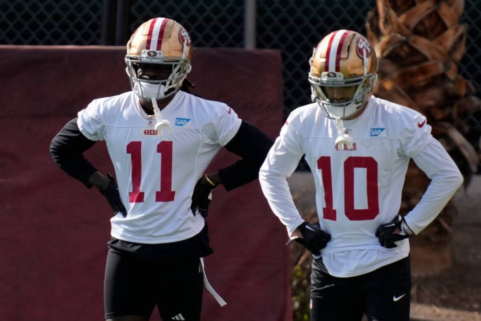 San Francisco 49ers wide receiver Brandon Aiyuk (11) and San Francisco 49ers wide receiver Ronn ...