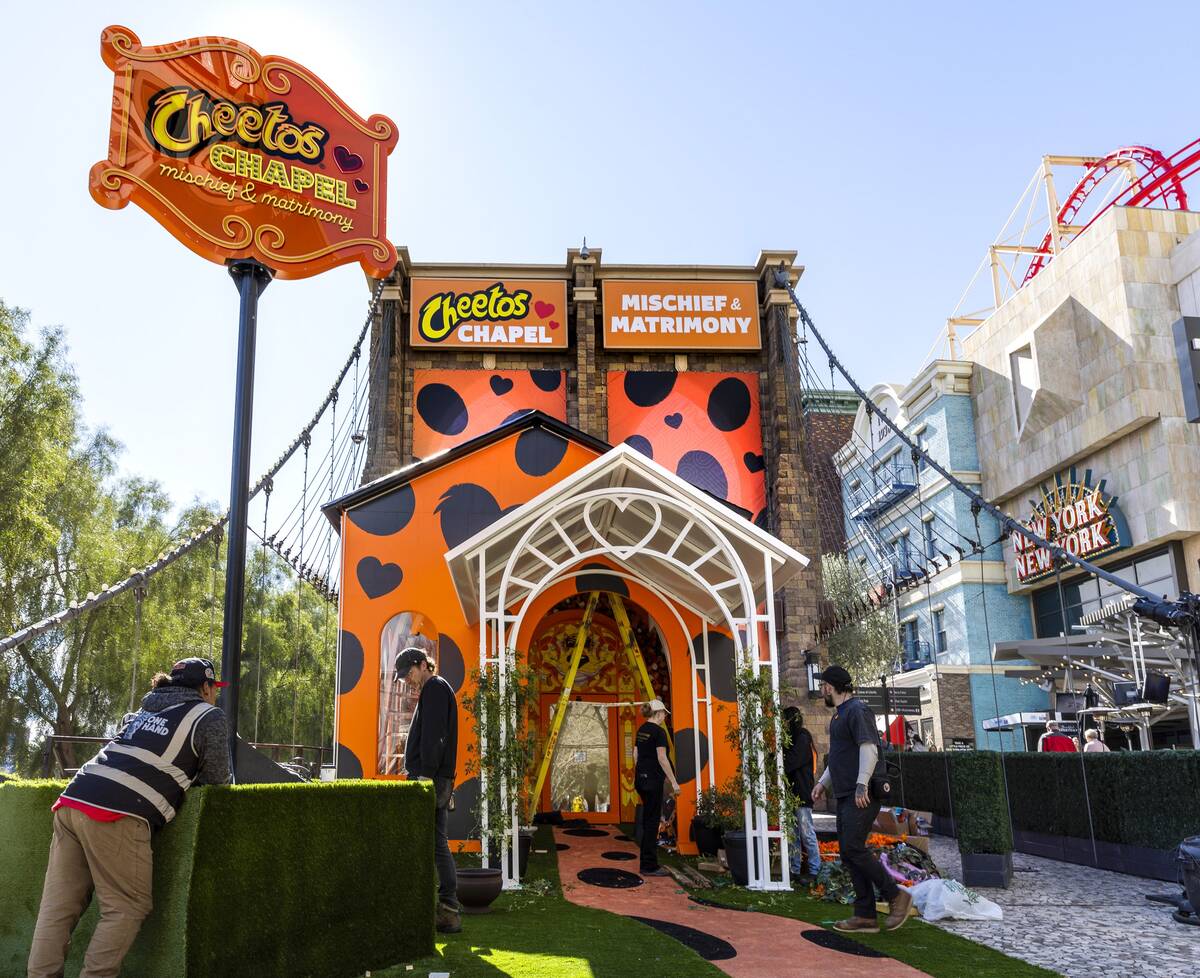 The Cheetos Chapel is currently under construction at the Brooklyn Bridge in front of the New Y ...