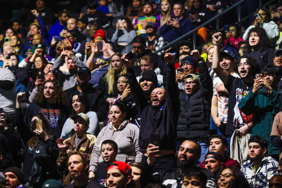 The crowd cheers at a press conference for WrestleMania XL, to be held in Philadelphia in April ...