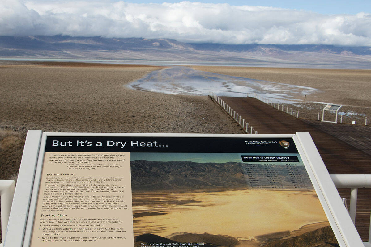 Recent rains have raised the level of the temporary lake at Death Valley National Park's Badwat ...