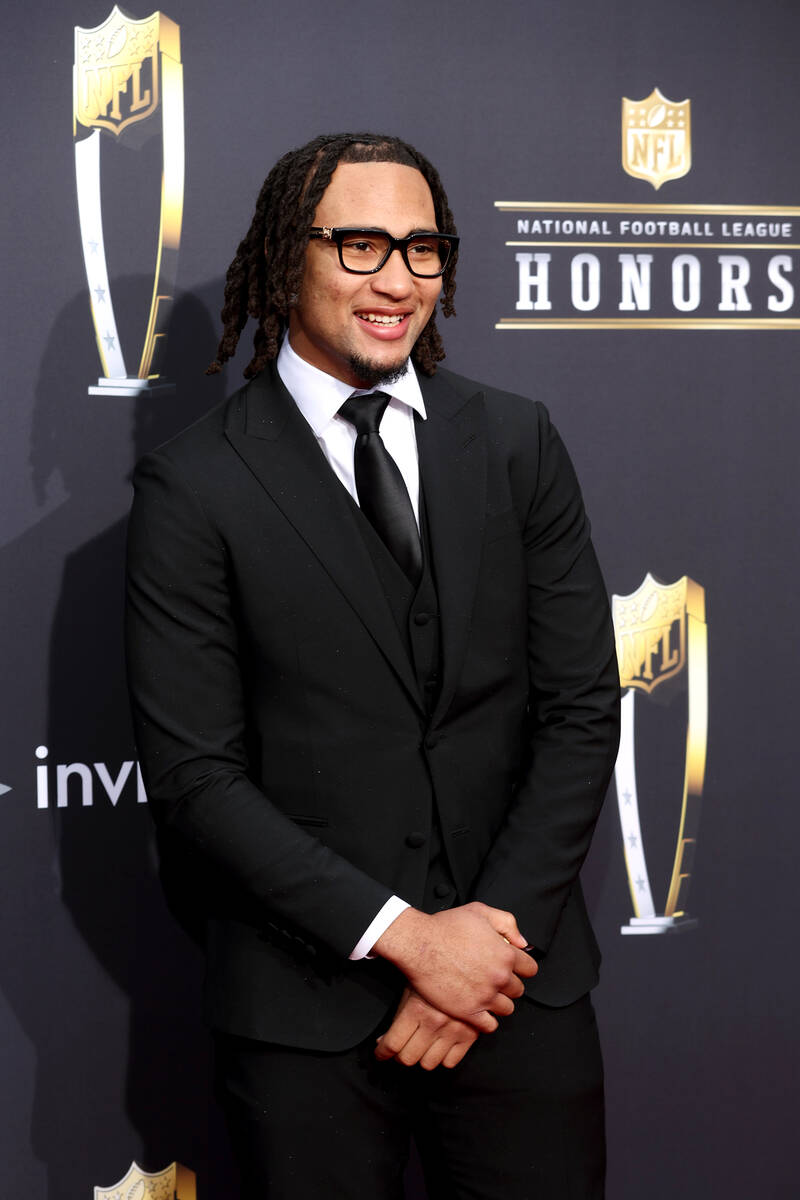C.J. Stroud of the Houston Texans walks on the red carpet before the annual NFL Honors awards s ...