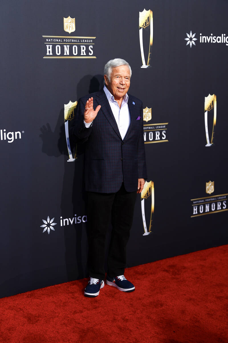 Robert Kraft, CEO of the New England Patriots, walks on the red carpet before the annual NFL Ho ...