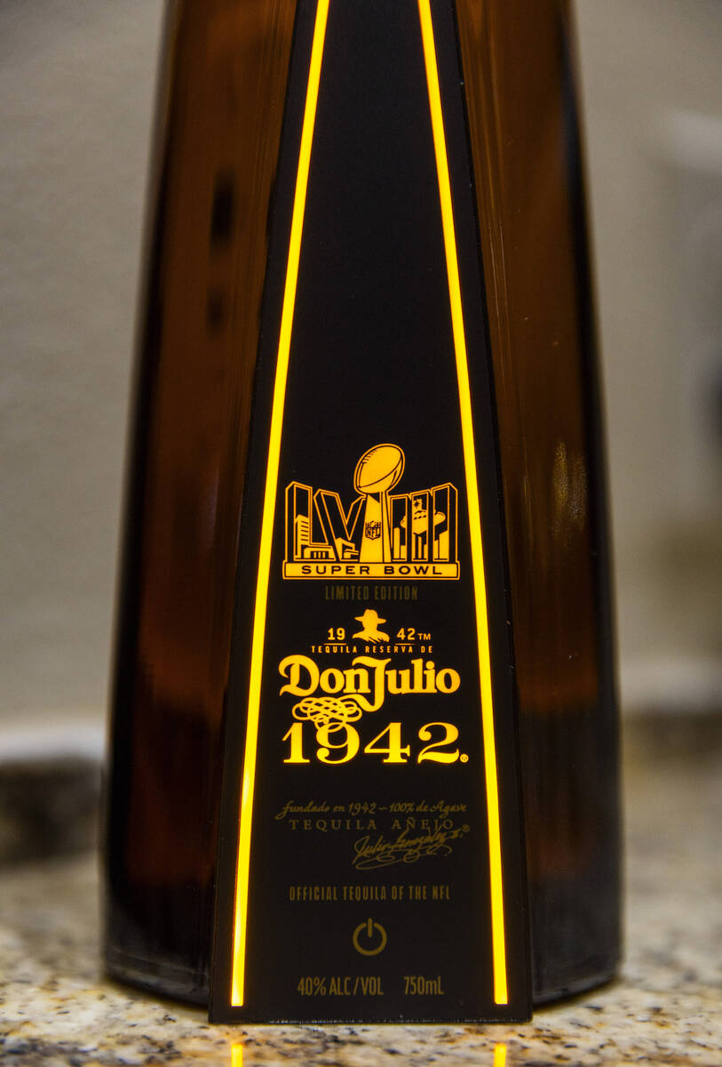 Tequila Don Julio 1942’s iconic bottle shape, has the life-size replica of the 1942 bott ...