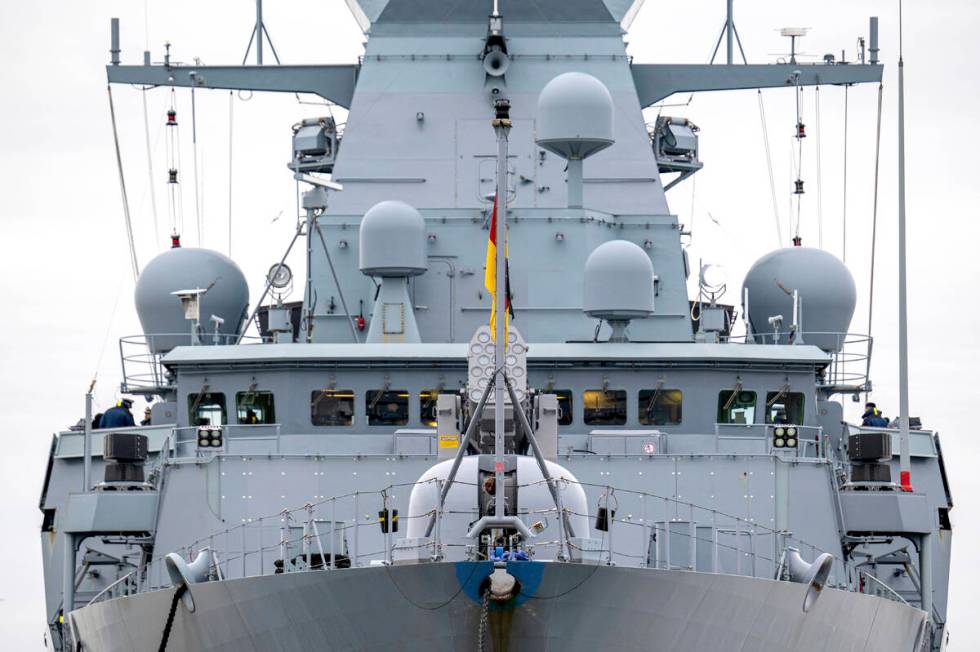 A view of the frigate "Hessen" in the harbour, in Wilhelmshaven, Germany, Thursday, F ...