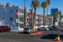 The apartment complex The Harmon is shown on E. Harmon Ave. on Thursday, Dec. 8, 2022, in Las V ...