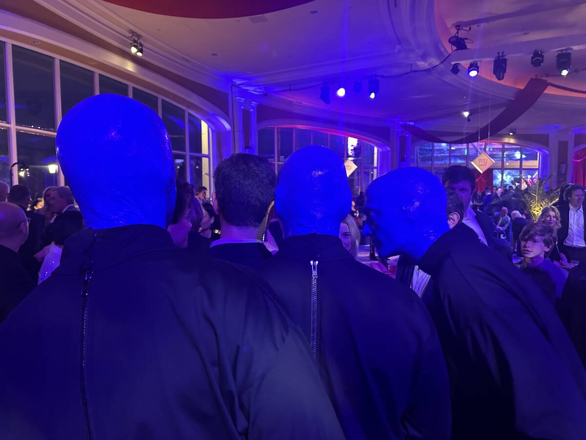 Blue Man Group at the Super Bowl weekend Commissioner's Party at the Event Pavilion at Wynn Las ...
