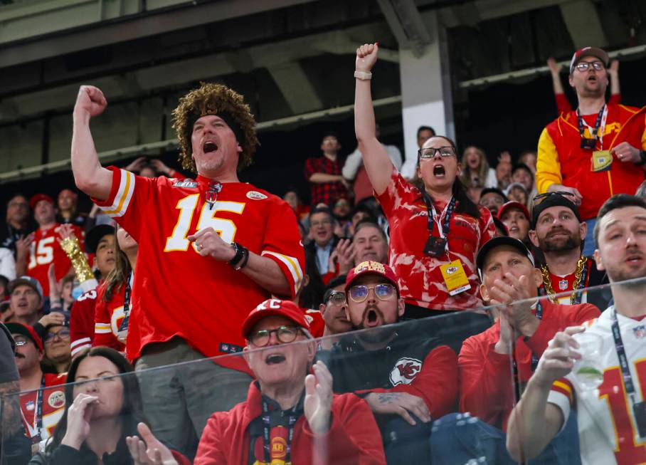 Kansas City Chiefs fans cheer during the second half of Super Bowl 58 against the San Francisco ...
