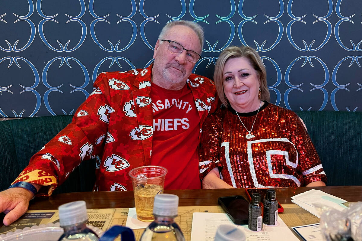 Alan and Diane Downing of Hays, Kansas, wait for the game to start in the Circa sports book. (C ...