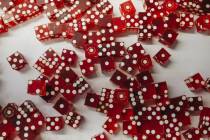 Casino dice are seen at Gambler’s General Store on Sunday, Feb. 18, 2024, in Las Vegas. (Made ...