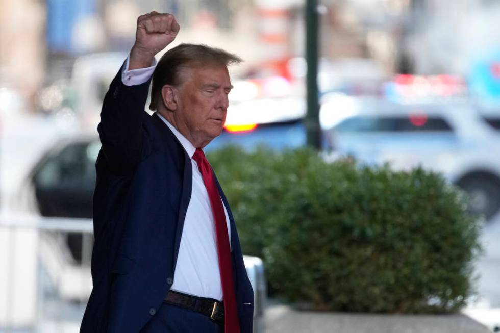 Former President Donald Trump leaves Trump Tower in New York on Thursday, Feb. 15, 2024. Trump ...