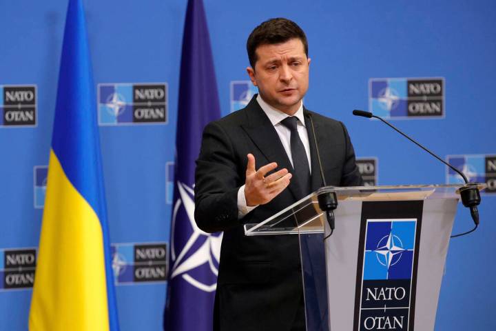 Ukraine's President Volodymyr Zelenskyy. (AP Photo/Olivier Matthys)