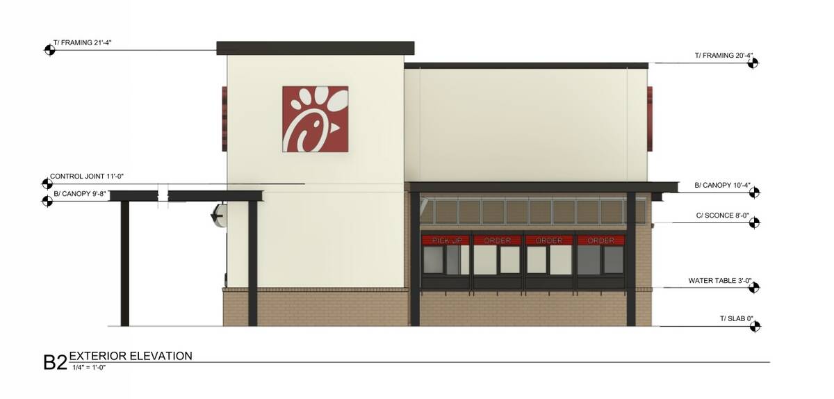 A rendering for a drive-thru focused Chick-Fil-A location with no indoor seating that could get ...