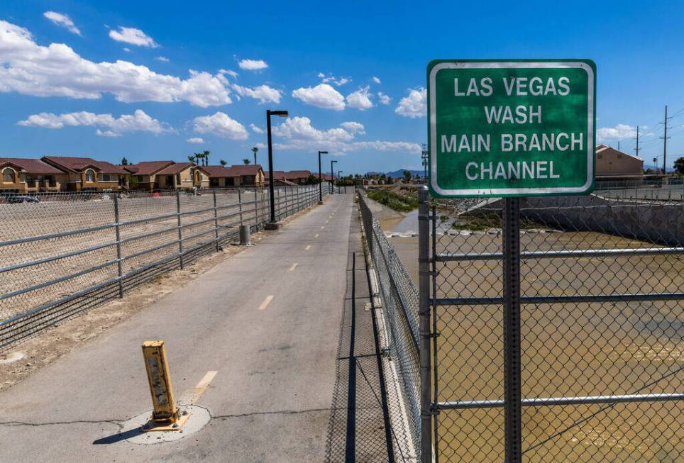 A bike path next to the Las Vegas Wash is shown on Thursday, Aug. 3, 2023, in Las Vegas. Angel ...