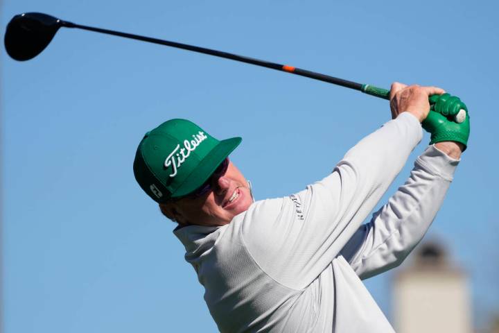 Charley Hoffman hits a tee shot at the second hole during the final round of the Phoenix Open g ...