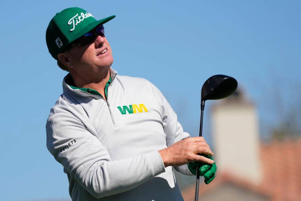 Charley Hoffman watches his tee shot on the second hole during the final round of the Phoenix O ...