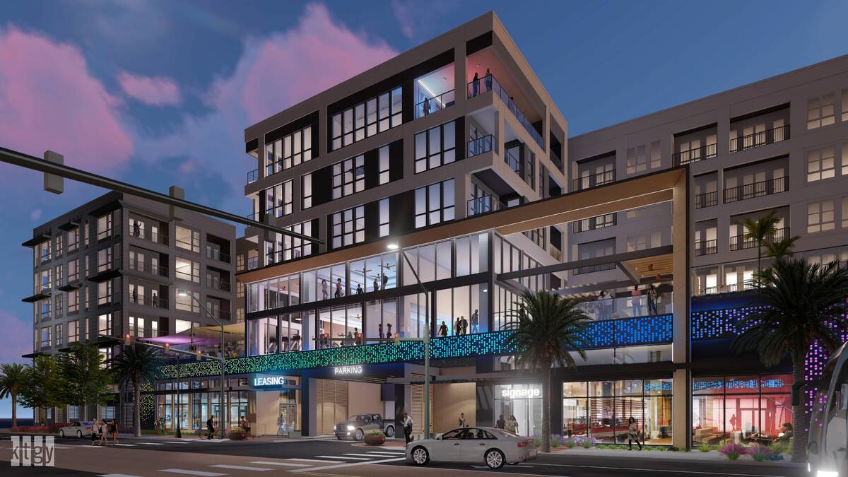 This rendering shows the Southern Land Co.'s mixed-use apartment project being developed in the ...