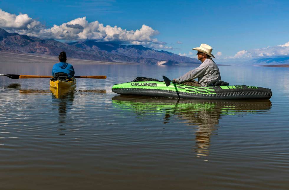 Ashley Lee, left, president of the Amargosa Conservancy, and Patrick Donnelly, director of the ...