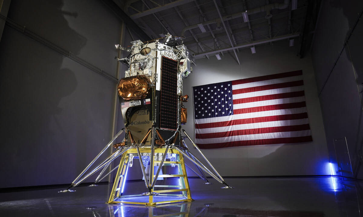 This photo provided by Intuitive Machines shows the company's IM-1 Nova-C lunar lander in Houst ...